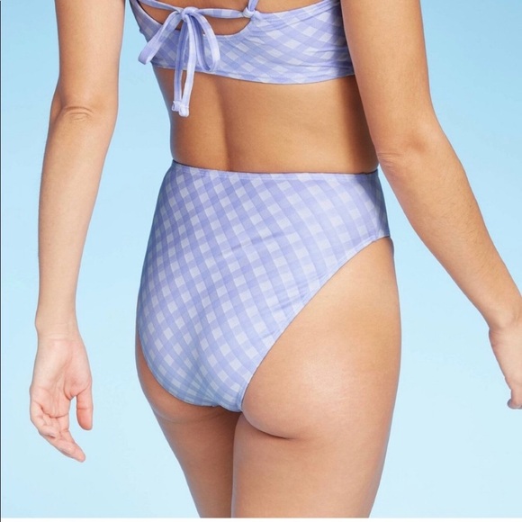 Purple Gingham High-Waisted Bikini Set - Picture 3 of 9